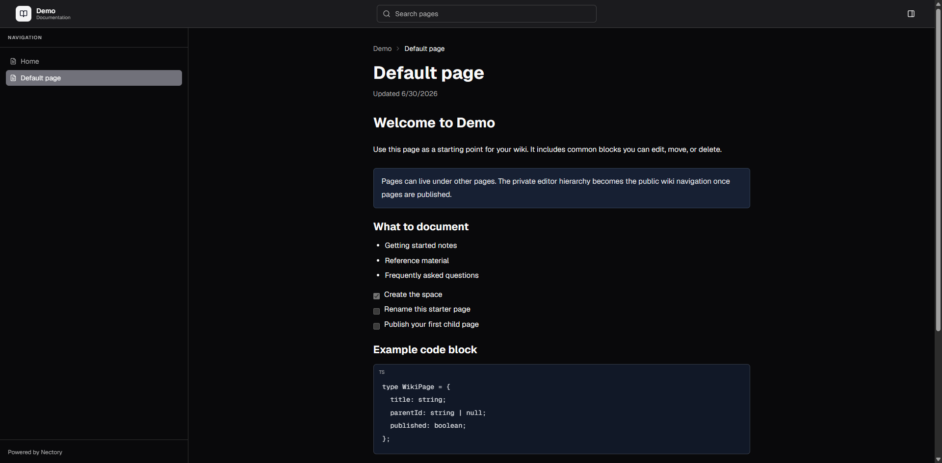 Published wiki